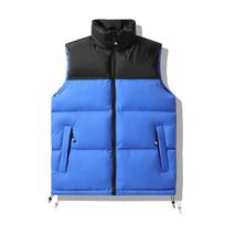 Large Size Men's Padded Vest Stand Collar Zip-up Sleeveless Jacket Male Patchwork Plus Big Work Autumn Spring Waterproof M mėlyna