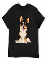 Cute Sitting Corgi Tri Color Dog T-Shirt S įvairiaspalvis
