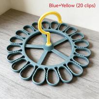 Round Space-Saving Drying Rack with 20 Clips - Large-Capacity Closet Organizer for Socks, Bras & Underwear,  for Bedroom Use mėlyna