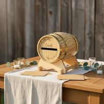 Spirit Cask Card Box Quality Wood Material Wooden Barrel Removable Lid Rustic Envelope