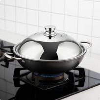 Cooking Pot Dome Wok Lid AntiSpill Stainless Steel Thickened Material Universal Frying Pan