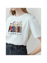 Hirsionsan Oversized Cotton T Shirts For Wounisex Summer Loose Vintage Graphic PrintingTees Female Casual All-Match Basic Tops S įvairiaspalvis