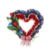 Heart Shaped Decorative Wreath with Artificial Tulip Flowers and Ribbon for Indoor Outdoor Wall Door Display One Size
