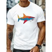 Big& Tall Men's Summer T-Shirt- Vibrant Shark Graphic, Casual Short Sleeve Tee, Breathable, Machine Washable, PLUS SIZE S balta