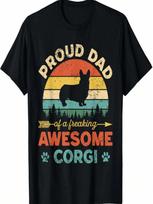 Proud Corgi Dad Vintage Retro Dog Dad Present T-Shirt S įvairiaspalvis