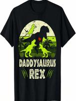 Daddy Dinosaur T Rex Daddysaurus 3 Kids Matching Family T-Shirt S įvairiaspalvis