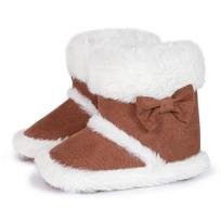 Velcro Bowknot Baby Girl Soft Sole Boots with Velvet 12cm (6-12 Months)/63.6g ruda