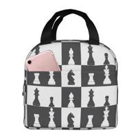 Chess Pieces On Board Insulated Lunch Bag for Women Kids Portable Food Boxes Thermal Lunch Box Tote One Size