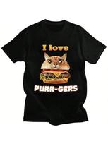 I Love Purr Gers Funny Hamburger Cat Meme T-Shirt Wounisex Casual Oversized Short Sleeve Popular T Shirt Streetwear S įvairiaspalvis