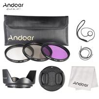 Andoer 52mm filtrų komplektas (UV+CPL+FLD) + Nailono nešiojimo maišelis + objektyvo dangtelis + objektyvo dangtelio laikiklis + objektyvo gaubtas + 52 mm