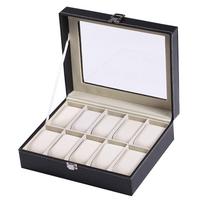 Watch Storage Box 10 Slot Display Case Real Glass Organizer with Framed Glass Lid Elegant Contrast juoda
