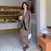 Sfumato Casual Suit Skirt New Style Women's Spring and Autumn Two-piece Tops and Skirts Two-piece Set S