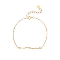 18k Gold Plated S925 Sterling Silver Möbius Bracelet with Inlaid Diamonds - Women's Classic, Elegant Design. 925 Sterling Silver