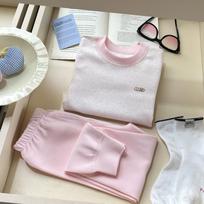 Children's Velvet Cotton Underwear Set: Thickened Autumn Striped Home Wear for Boys and Girls 80 (65-75 cm, 13-18 kg)