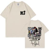 Classic Michael Jackson Printed Tshirt Punk Rock Fashion Trend 2025 Summer Cotton Printed Loose Casual Tshirt M