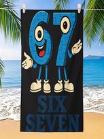 1Pc 67 Number Meme Beach Towel, Italian Math Puzzle,Super Absorbent Lightweight,Ideal for Adults Pool Travel Beach Vacation Bath W30*H60(CM)