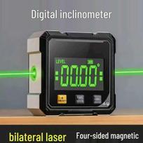 Double-Sided Laser Level and Inclinometer with Magnetic Base and Digital Display (Green Light)