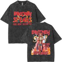 Washed Vintage Britney Spears Mugshot Tshirt Men Women Hip Hop Oversized Short Sleeve Tshirt Streetwear Fashion Casual T Shirts S