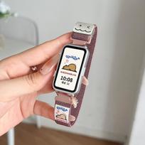 Huawei Band 11/11 Pro Cute Graffiti Leather Strap with NFC and Magnetic Closure Honor Band 7/6 NFC, includes 2 screen protectors dūminės violetinės spalvos