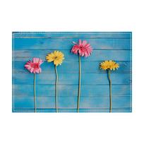 4Pcs Pink Tulip Placemats, Rustic Wood Grain Table Mats, Farmhouse Floral Dining Pads for Kitchen Decor 4PCS