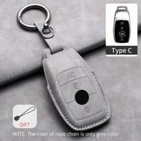 Leather Car Key Case Shell Cover Holder Keychain Fob for Mercedes Benz E Class C Class S Class GLC E200 E400 E63 W213 S550 S560