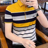 Men's Solid Color Lightweight Breathable Short Sleeve Shirt For Streetwear M geltona