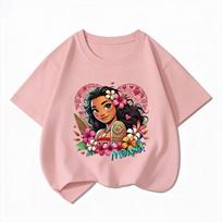 Potdemiel Disney Moana 2 Summer New Children's 100% Cotton T-Shirt, Short Sleeve, Comfortable and Breathable for Boys and Girls 110