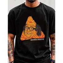 Ni Dorito Men's Danni Dorito Pizza Slice & Iconic Character T-Shirt - Funny Logo Print, Casual Loose-Fit Short Sleeve Tee for Fans, Nacho Cheese S juoda
