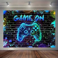 2D Graffiti Style Gaming Brick Wall Banner Photography Background Banner 47.2x31.5inch/120*80cm