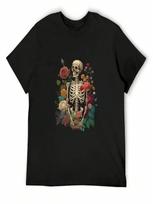 Bones And Botany Botanical Skeleton T-Shirt Anime Stuff Graphic T Shirts Vintage Clothes Mens Designer Clothes S įvairiaspalvis