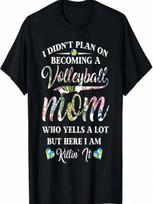 Volleyball Quote Floral Design Mothers Day Shirt For Mom T-Shirt S įvairiaspalvis