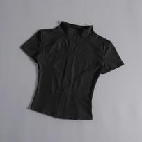 High elastic and quick-drying nude fitness short-sleeved women's summer yoga short-sleeved jacket stand-up neck zipper tight running sports jacket S