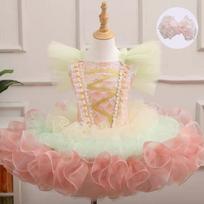 Children's Ballet Performance Costume Gradient Tulle Tutu Toddler Runway Princess Dress Little Swan Costume 110 oranžinė