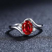 Brand New Sterling Silver Pigeon Blood Ruby Ring, Adjustable, Luxurious Engagement Jewelry Gift resizable sidabras
