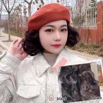 Fashionable Women's Integrated Wig Hat Layered Beret Wig Cap Octagonal Cap Wig  Casual Wear black hair oranžinė