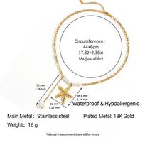 18k Gold-Plated Stainless Steel Starfish Pearl Necklace auksas