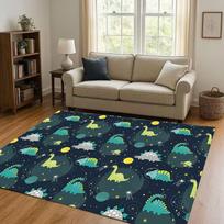 Classic Space Dinosaur Cartoon Dino Art Living Room Non-Slip Area Rug Carpet for Bedroom Kids Playroom Sofa,Home Decor Doormat 40x60cm( 15x23in )