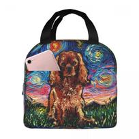 Ruby Dog Cavalier King Charles Spaniel Night Insulated Lunch Bag for Women Kids Portable Food Boxes Thermal Lunch Box Tote One Size