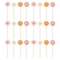 40 pcs Daisy Cake Toppers Cake Decoration Artificial Flower Cupcake Toppers Birthday Party Wooden Picks Daisy Flower Topper