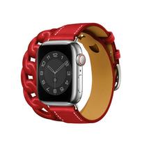 Gourmette Dvigubas apsisukimas Apple Watch apyrankė 40mm 41mm 38mm 44mm 45mm 42mm Natūralios odos apyrankė iWatch serija 7 6 5 3 se dirželis For 42mm 44mm 45mm brown