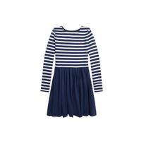 Polo Ralph Lauren Dress Ss24 Pony Embroidered Striped Round Neck Long Sleeve Kids dress Deep-Blue CWPODRSG3D20752-400 XL