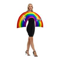 Women Men Stage Rainbow Funny Cosplay Costume Adult Digital Printing Halloween Carnival Party Role Playing Dress Up Outfit Suit One Size