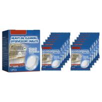 12pcs Kitchen Grease Cleaning Tablets For Range Hoods Cooktops Baking Soda Enzymes Removes Heavy Oil Burnt Stains Kitchen Tools 12pcs per box