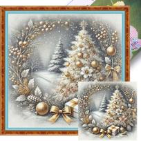 Scenery Printed Cross Stitch Kit 40x40cm DIY 11CT Embroidery Craft Set Decor