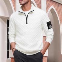 Men Grid Textured Half Zip Long Sleeve Sweatshirt S balta
