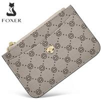 FOXER Brand Women PVC Mini Card Holder Wallet 2026 New Signature Lady Cute Fashion Coin Purse with Key Chain
