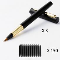 3 PCS Durable Fountain Pen Type Calligraphy Brushes Soft Hair Business Calligraphy Pen Writing Metal Practice Brush Office juoda