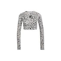 (WMNS) adidas by Stella McCartney TrueStrength Long Sleeve Cropped Top Asia Sizing 'White Black' Women's HC6851 L