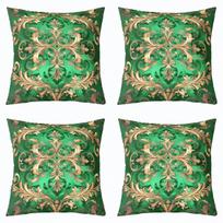 4Pcs Red Gold Baroque Damask Throw Pillow Covers Set Luxury Cushion Cases for Living Room Sofa Bedroom Home Decor 4PCS