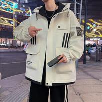 Spring and Autumn Jackets Boys Hong Kong Style Hooded Loose Jackets Teenagers Trendy Handsome Versatile Work Clothes Tops M